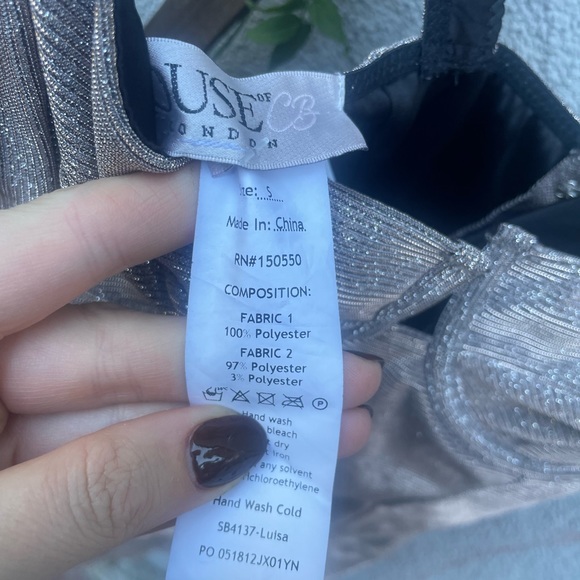 House of CB Luisa Sparkle Bodycon Bustier Silver Sexy Cocktail Glitter dress - Picture 9 of 12